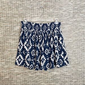 Navy & White Tribal Print Skater Skirt